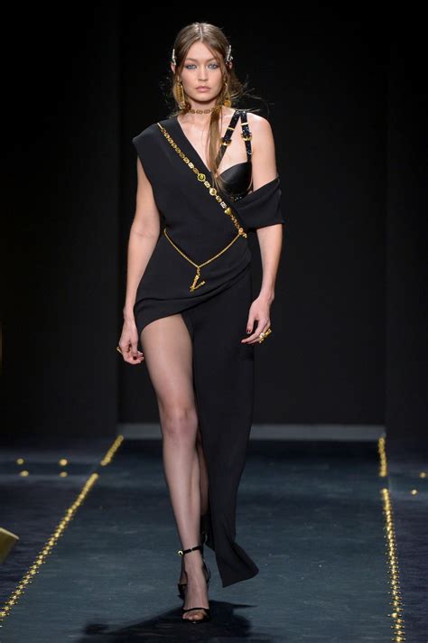 versace dress blue runway|gigi hadid versace runway.